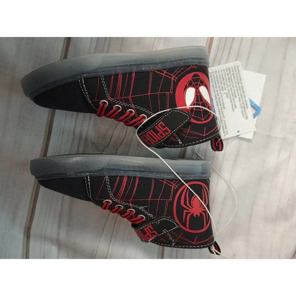 Marvel Spider-Man Kids Light Up High Top Sneakers Black Red Size 12